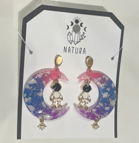 Moon Astronaut or Star Earrings