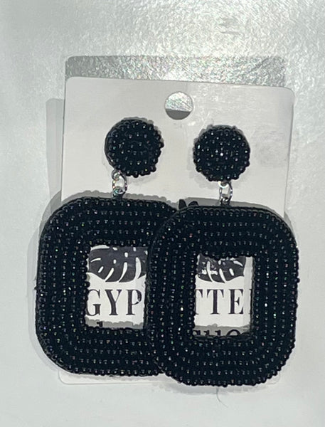 Beaded Square Shaped Earrings Large