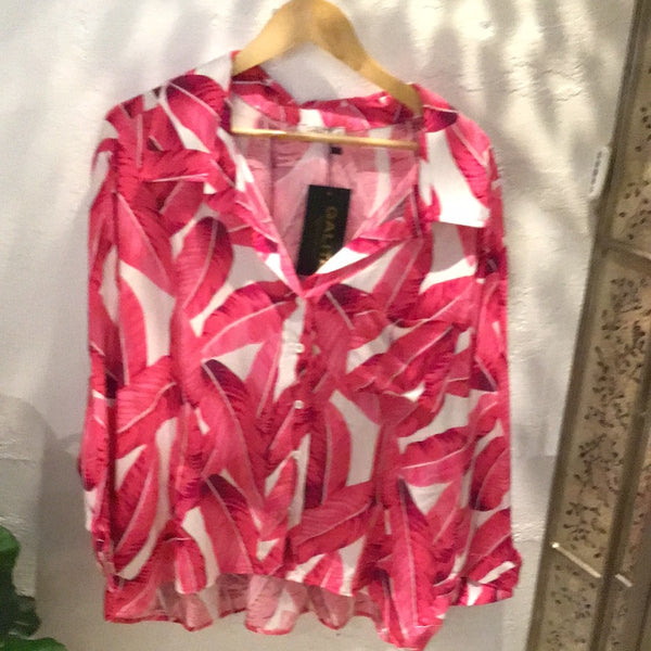 Leaf print long sleeve shirt