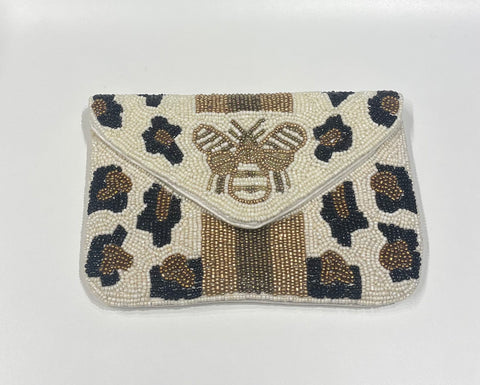 Beaded Cheetah Print&Bee Handbag
