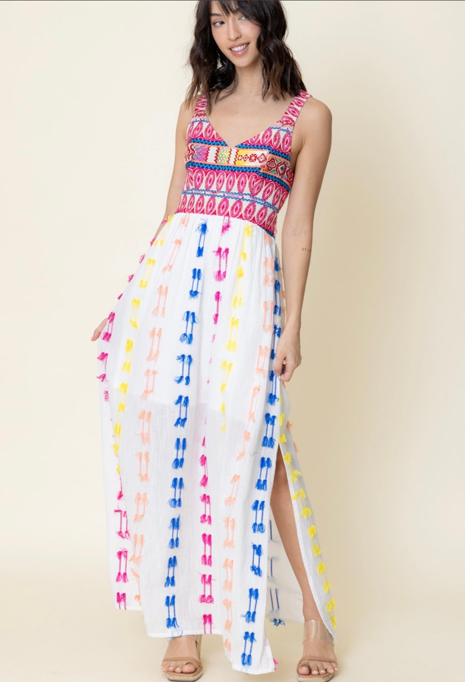 En Crème Multicolor Tribal Maxi Dress