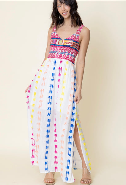 En Crème Multicolor Tribal Maxi Dress