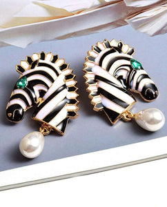 Zebra Pearl Earrings