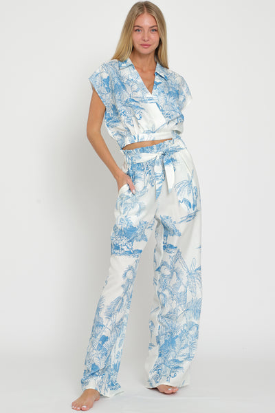 Blue Tiger Long Pants Set