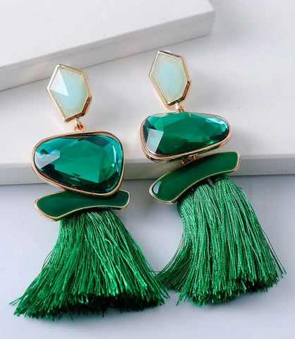 Stone Tassel Earrings