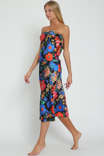 Blue Midi Back Tie Dress