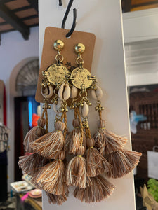 Large Tassel Shell Earrings