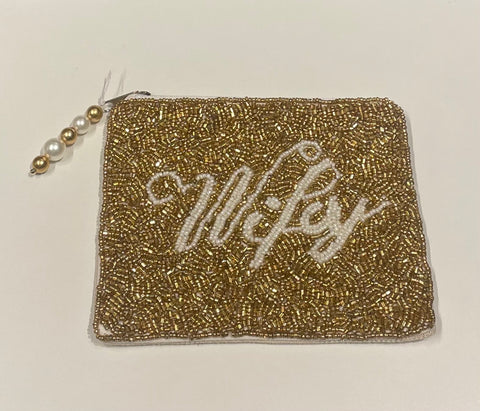 Beaded Gold Wifey Handbag