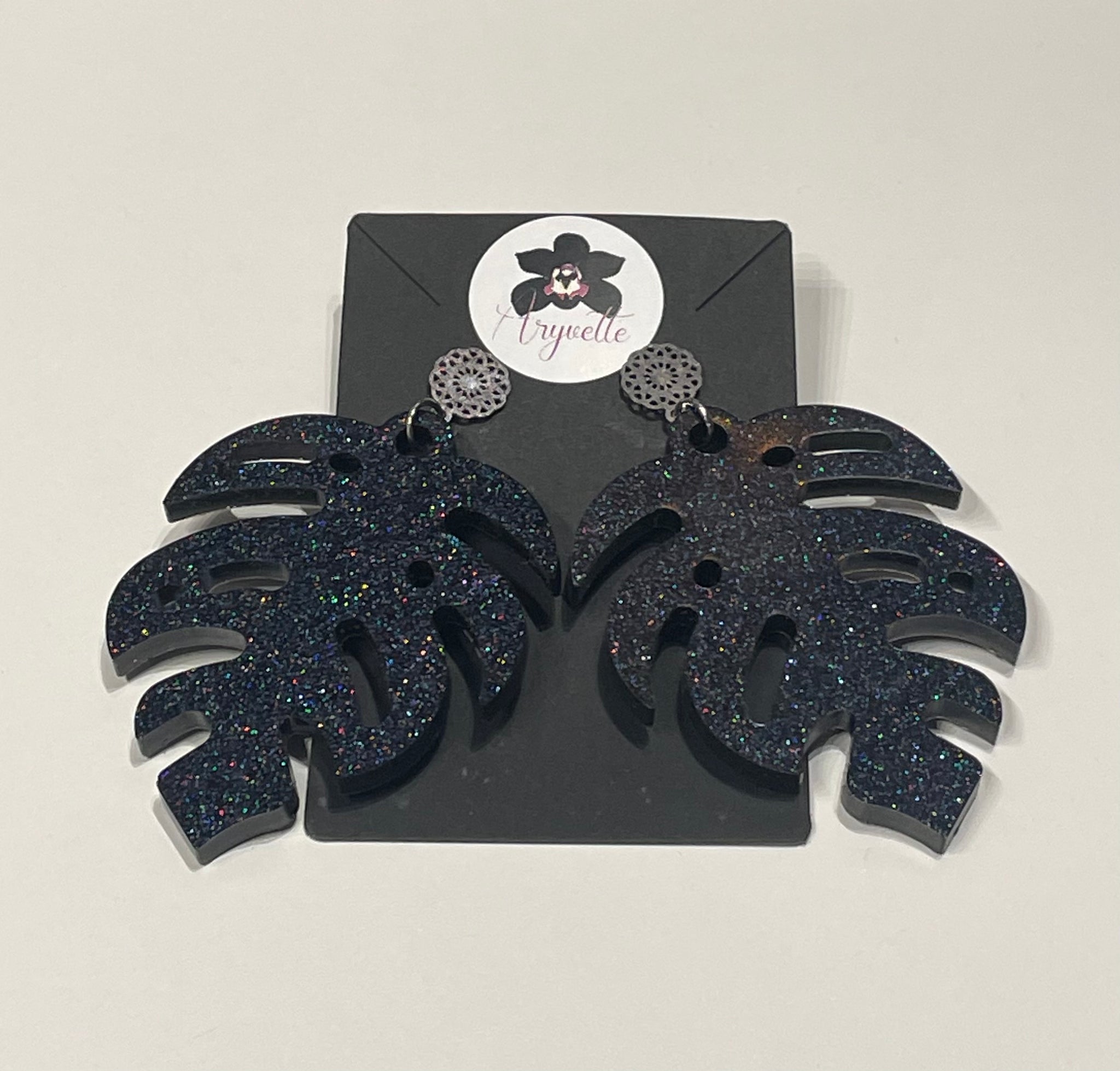 Locally Made Sparkly Leaf Earrings Size Large