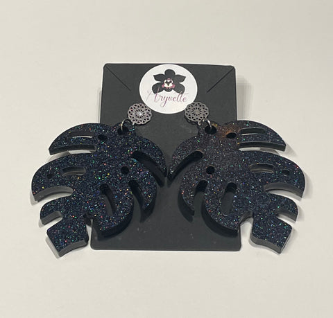 Locally Made Sparkly Leaf Earrings Size Large