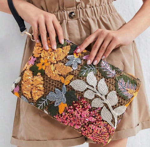 Velvet Floral Clutch