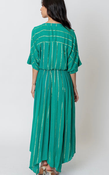 En Crème Turquoise Stripped Maxi Dress