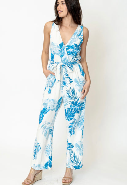 En Crème Blue Leaf Jumpsuit