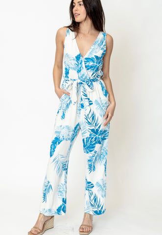 En Crème Blue Leaf Jumpsuit