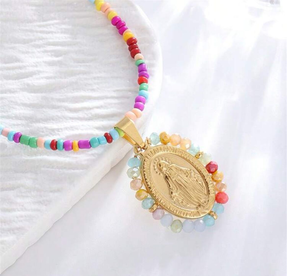 Multicolor Jesus Piece Necklace