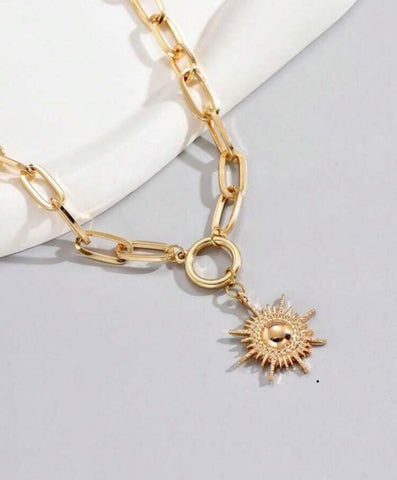 Gold Sun Link Necklace