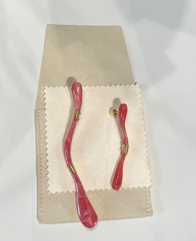 Marble Like Long Earring & Earring Cuff Set