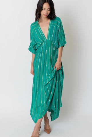 En Crème Turquoise Stripped Maxi Dress