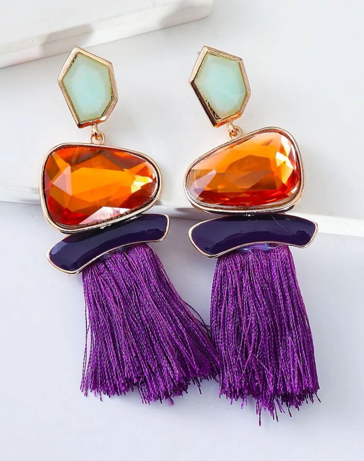 Stone Tassel Earrings