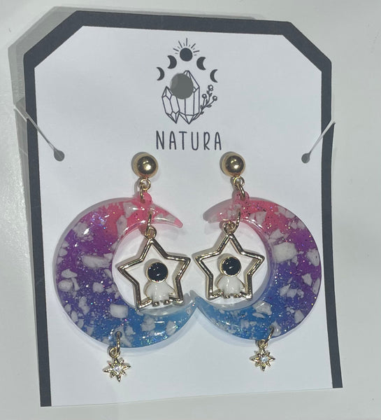Moon Astronaut or Star Earrings