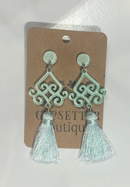 Resin Earrings With Tassels