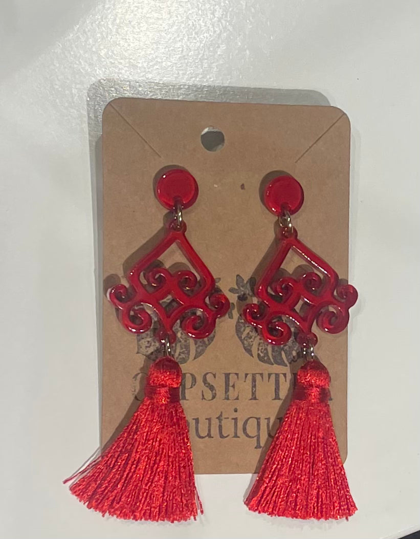 Resin Earrings With Tassels