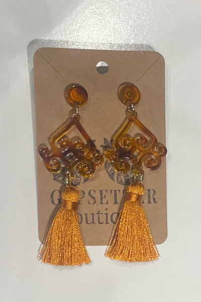 Resin Earrings With Tassels