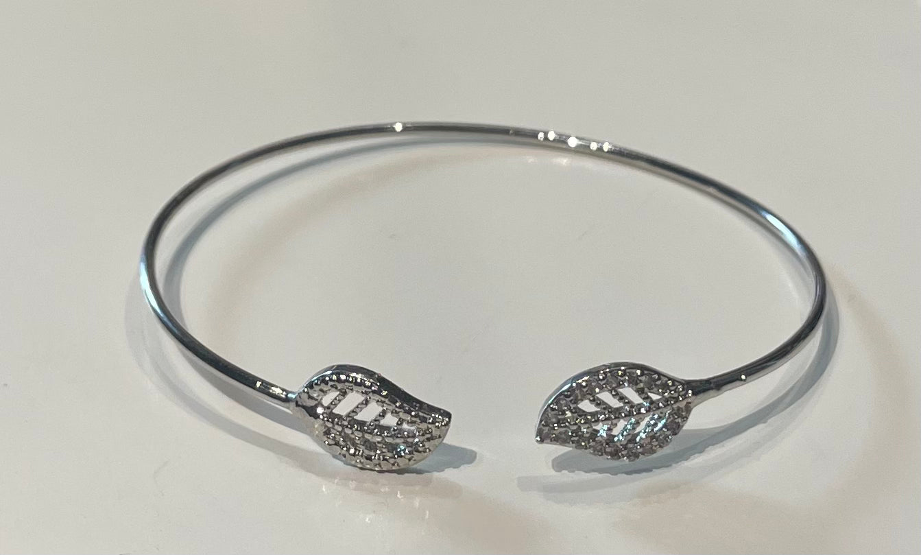 Silver Leaf Cuff Bracelet