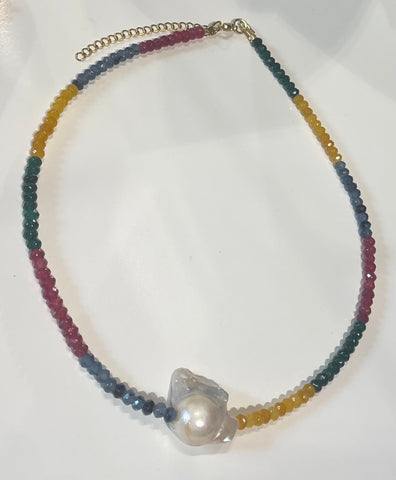 Multicolor Beaded Shell Necklace
