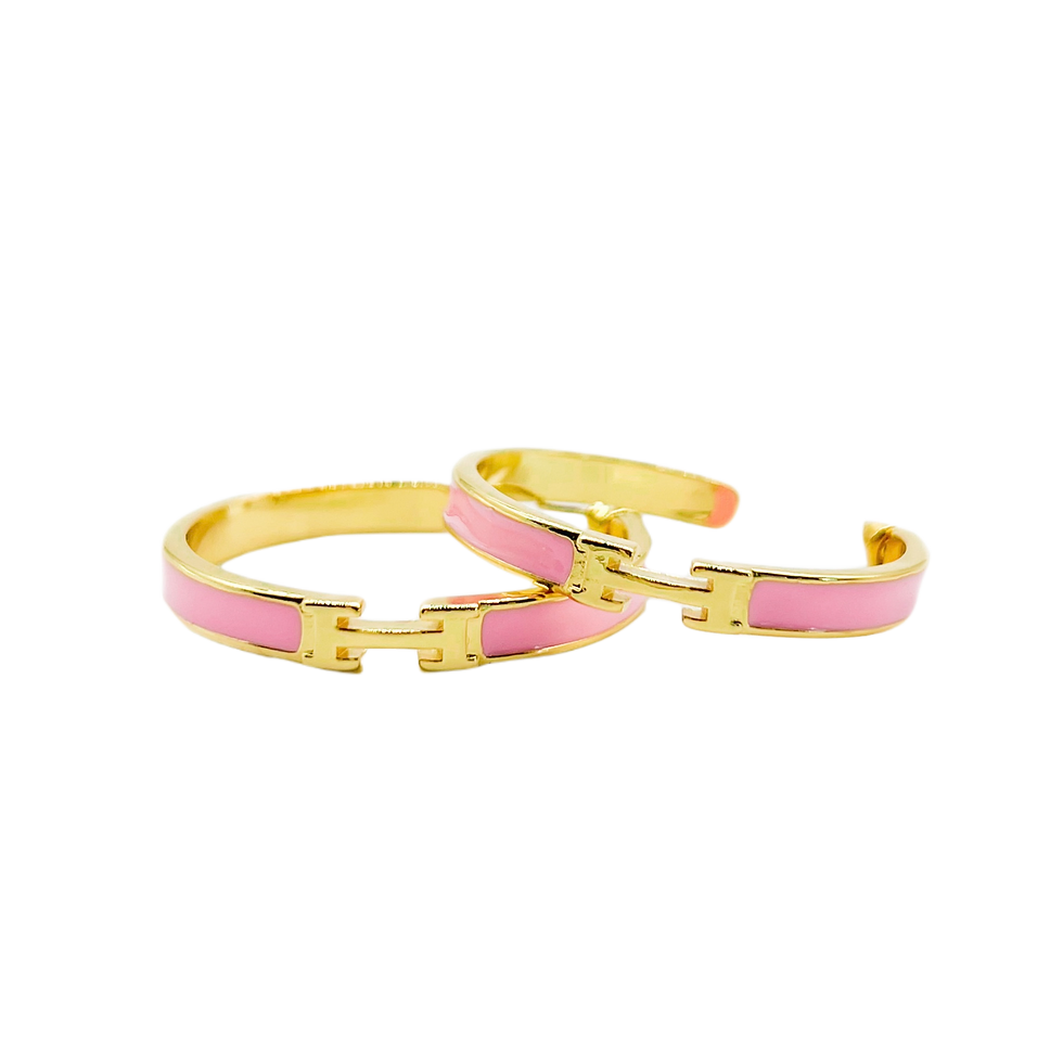 Pink & Gold Hoop Earrings Large