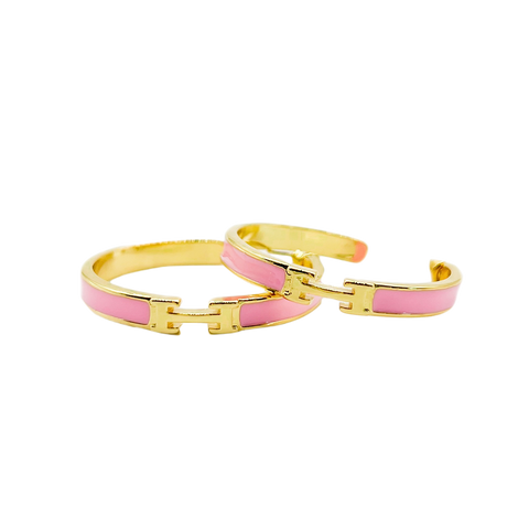 Pink & Gold Hoop Earrings Large