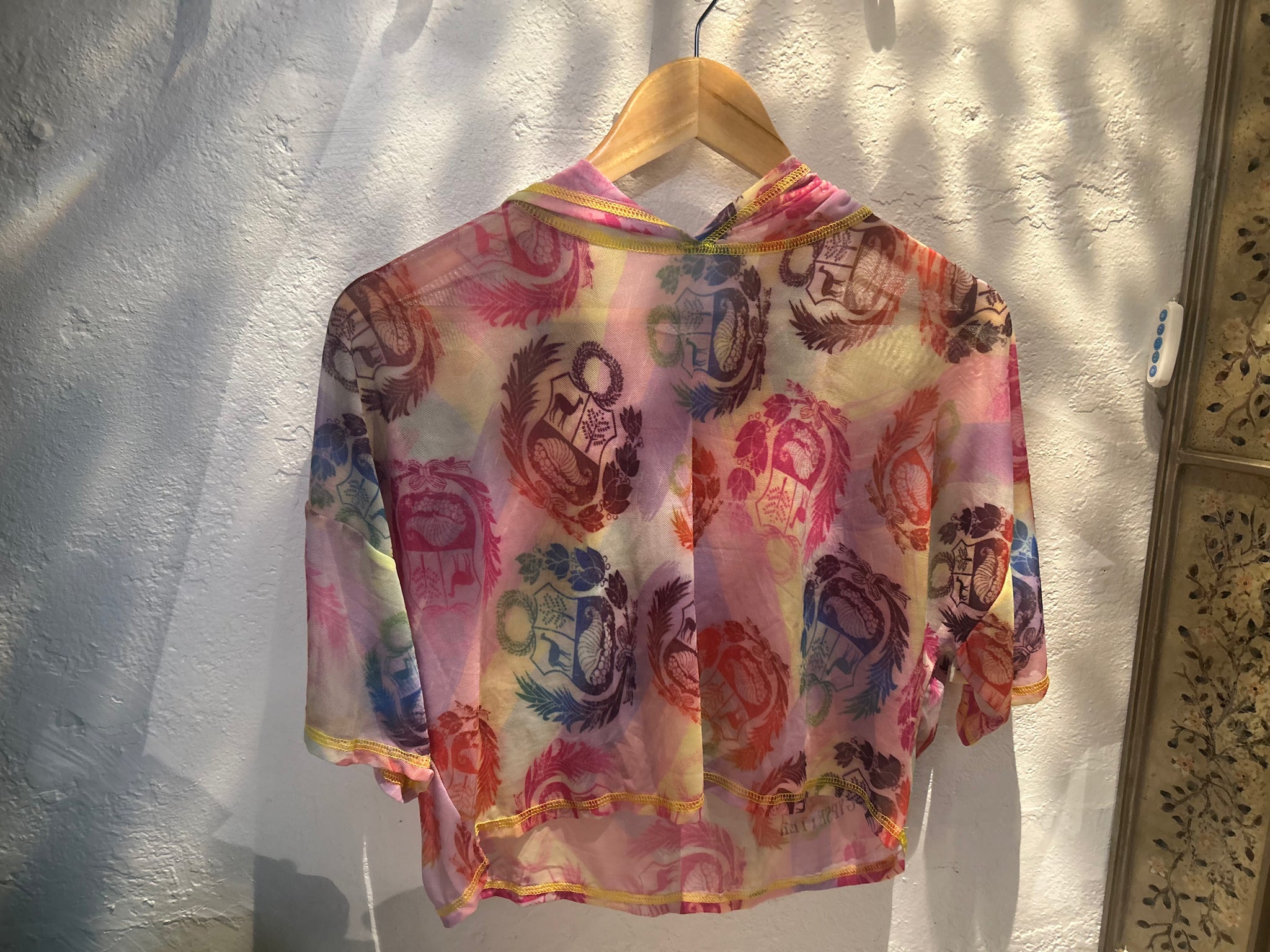 Mesh translucent colorful tops pink red yellow blue