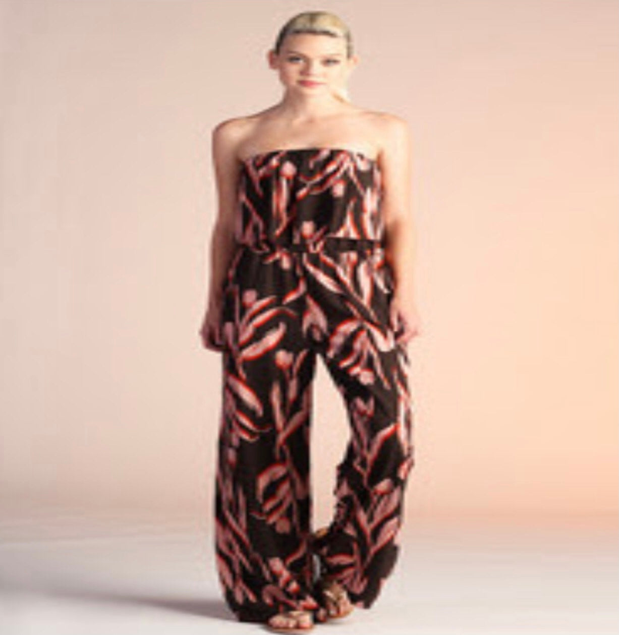 Sleeveless jumpsuit pink brown red