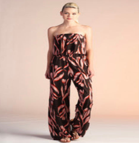 Sleeveless jumpsuit pink brown red