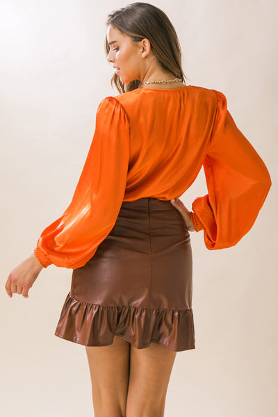 Orange woven bodysuit